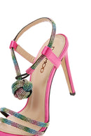 Women's Pink Stone Thin Heel Sandals | Derimod Women's Pink Stone Thin Heel Sandals | Derimod