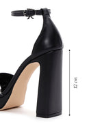 Women's Black Leather Platform Heeled Sandals | Derimod Women's Black Leather Platform Heeled Sandals | Derimod