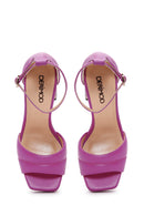 Women's Fuchsia Leather Platform Heeled Sandals | Derimod Women's Fuchsia Leather Platform Heeled Sandals | Derimod
