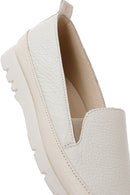 Women's Beige Leather Comfort Loafer | Derimod Women's Beige Leather Comfort Loafer | Derimod