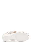 Women's Beige Leather Wedge Heel Comfort Sandals | Derimod Women's Beige Leather Wedge Heel Comfort Sandals | Derimod