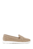 Women's Beige Suede Leather Comfort Loafer | Derimod Women's Beige Suede Leather Comfort Loafer | Derimod
