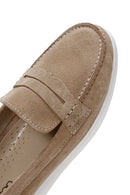 Women's Beige Suede Leather Comfort Loafer | Derimod Women's Beige Suede Leather Comfort Loafer | Derimod
