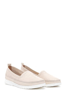 Kadın Bej Deri Comfort Loafer | Derimod Kadın Bej Deri Comfort Loafer | Derimod