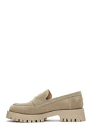 Women's Beige Suede Leather Masculine Loafer | Derimod Women's Beige Suede Leather Masculine Loafer | Derimod