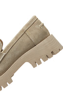 Women's Beige Suede Leather Masculine Loafer | Derimod Women's Beige Suede Leather Masculine Loafer | Derimod