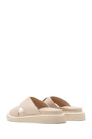 Women's Beige Leather Comfort Slippers | Derimod Women's Beige Leather Comfort Slippers | Derimod
