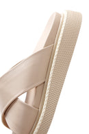 Women's Beige Leather Comfort Slippers | Derimod Women's Beige Leather Comfort Slippers | Derimod