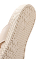 Women's Beige Leather Comfort Slippers | Derimod Women's Beige Leather Comfort Slippers | Derimod