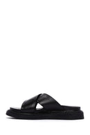 Women's Black Leather Comfort Slippers | Derimod Women's Black Leather Comfort Slippers | Derimod