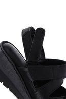 Women's Black Leather Wedge Heel Comfort Sandals | Derimod Women's Black Leather Wedge Heel Comfort Sandals | Derimod