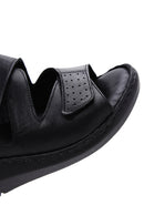Women's Black Leather Wedge Heel Comfort Sandals | Derimod Women's Black Leather Wedge Heel Comfort Sandals | Derimod