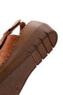 Women's Tan Leather Wedge Heel Comfort Sandals | Derimod Women's Tan Leather Wedge Heel Comfort Sandals | Derimod