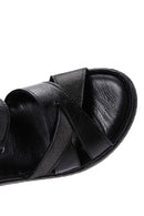 Women's Black Leather Comfort Sandals | Derimod Women's Black Leather Comfort Sandals | Derimod