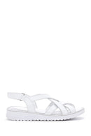 Kadın Beyaz Deri Comfort Sandalet | Derimod Kadın Beyaz Deri Comfort Sandalet | Derimod