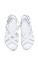 Kadın Beyaz Deri Comfort Sandalet | Derimod Kadın Beyaz Deri Comfort Sandalet | Derimod