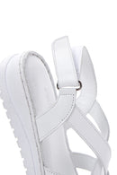 Kadın Beyaz Deri Comfort Sandalet | Derimod Kadın Beyaz Deri Comfort Sandalet | Derimod