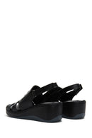Women's Black Leather Wedge Heel Comfort Sandals | Derimod Women's Black Leather Wedge Heel Comfort Sandals | Derimod