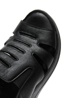 Women's Black Leather Wedge Heel Comfort Sandals | Derimod Women's Black Leather Wedge Heel Comfort Sandals | Derimod