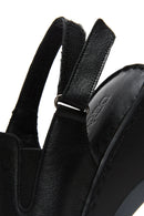 Women's Black Leather Wedge Heel Comfort Sandals | Derimod Women's Black Leather Wedge Heel Comfort Sandals | Derimod
