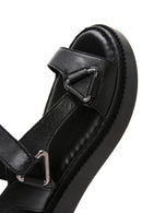 Women's Black Leather Comfort Sandals | Derimod Women's Black Leather Comfort Sandals | Derimod