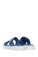 Women's Blue Leather Comfort Slippers | Derimod Women's Blue Leather Comfort Slippers | Derimod