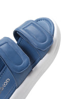 Women's Blue Leather Comfort Slippers | Derimod Women's Blue Leather Comfort Slippers | Derimod
