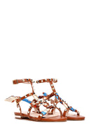 Women's Tan Stone Flat Sandals | Derimod Women's Tan Stone Flat Sandals | Derimod