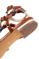 Women's Tan Stone Flat Sandals | Derimod Women's Tan Stone Flat Sandals | Derimod