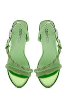 Women's Green Stone Thin Heel Sandals | Derimod Women's Green Stone Thin Heel Sandals | Derimod