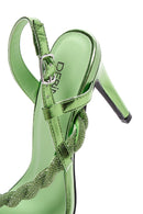 Women's Green Stone Thin Heel Sandals | Derimod Women's Green Stone Thin Heel Sandals | Derimod