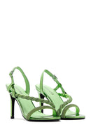 Women's Green Stone Thin Heel Sandals | Derimod Women's Green Stone Thin Heel Sandals | Derimod