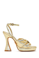 Women's Gold Platform Heeled Sandals | Derimod Women's Gold Platform Heeled Sandals | Derimod