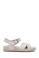 Women's Gray Leather Comfort Sandals | Derimod Women's Gray Leather Comfort Sandals | Derimod