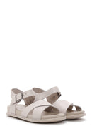 Women's Gray Leather Comfort Sandals | Derimod Women's Gray Leather Comfort Sandals | Derimod