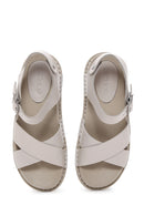 Women's Gray Leather Comfort Sandals | Derimod Women's Gray Leather Comfort Sandals | Derimod