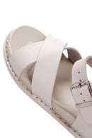 Women's Gray Leather Comfort Sandals | Derimod Women's Gray Leather Comfort Sandals | Derimod