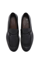 Erkek Siyah Deri Baskılı Klasik Loafer | Derimod Erkek Siyah Deri Baskılı Klasik Loafer | Derimod