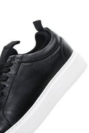 Men's Black Leather Thick Sole Sneaker with Socks | Derimod Men's Black Leather Thick Sole Sneaker with Socks | Derimod