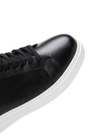 Men's Black Leather Thick Sole Sneaker with Socks | Derimod Men's Black Leather Thick Sole Sneaker with Socks | Derimod