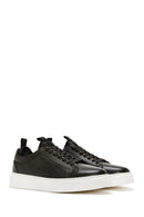 Erkek Haki Deri Çoraplı Kalın Tabanlı Sneaker | Derimod Erkek Haki Deri Çoraplı Kalın Tabanlı Sneaker | Derimod