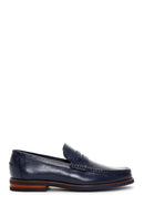Men's Navy Blue Leather Classic Loafer | Derimod Men's Navy Blue Leather Classic Loafer | Derimod