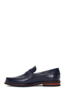 Men's Navy Blue Leather Classic Loafer | Derimod Men's Navy Blue Leather Classic Loafer | Derimod