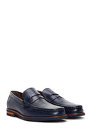 Men's Navy Blue Leather Classic Loafer | Derimod Men's Navy Blue Leather Classic Loafer | Derimod