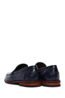 Men's Navy Blue Leather Classic Loafer | Derimod Men's Navy Blue Leather Classic Loafer | Derimod