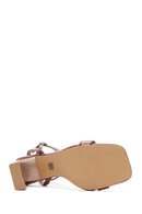 Women's Bronze Metallic Single Strap Heeled Sandals | Derimod Women's Bronze Metallic Single Strap Heeled Sandals | Derimod