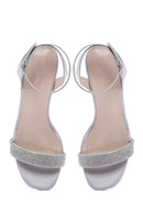 Women's Silver Ankle Strap Transparent Heeled Sandals | Derimod Women's Silver Ankle Strap Transparent Heeled Sandals | Derimod