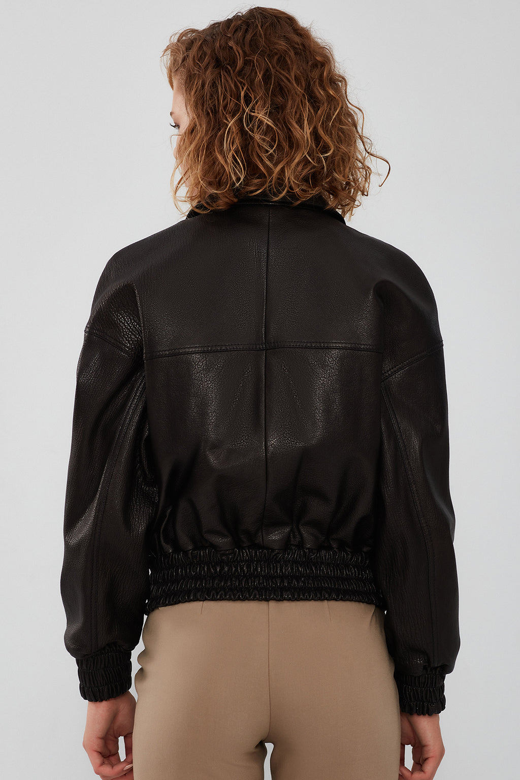 Chloe Kadın Siyah Oversize Deri Ceket