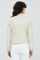 Daphne Women's White Leather Jacket | Derimod Daphne Women's White Leather Jacket | Derimod