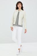 Daphne Women's White Leather Jacket | Derimod Daphne Women's White Leather Jacket | Derimod